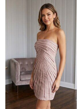 Ark & Co. Strapless Blush Pink Pleated Mini Dress Size S 100% Polyester Back Zip